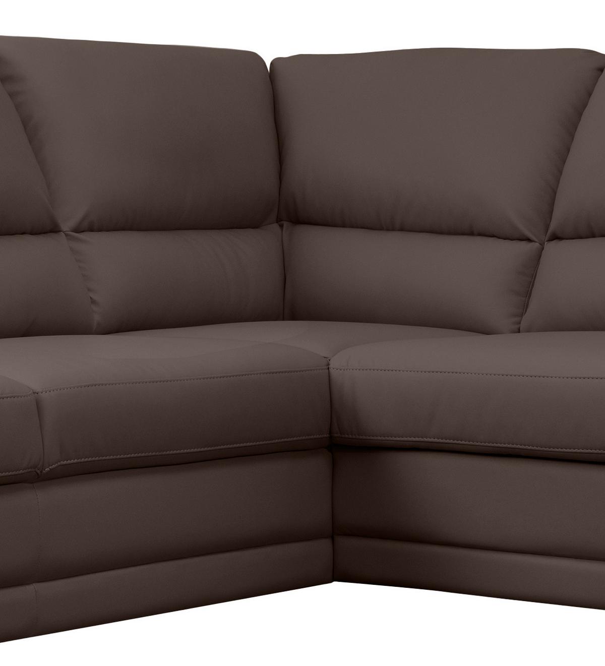 Ecksofa Nebolo Braun Lederlook - Braun, Design, Textil (225/245cm) - Livetastic