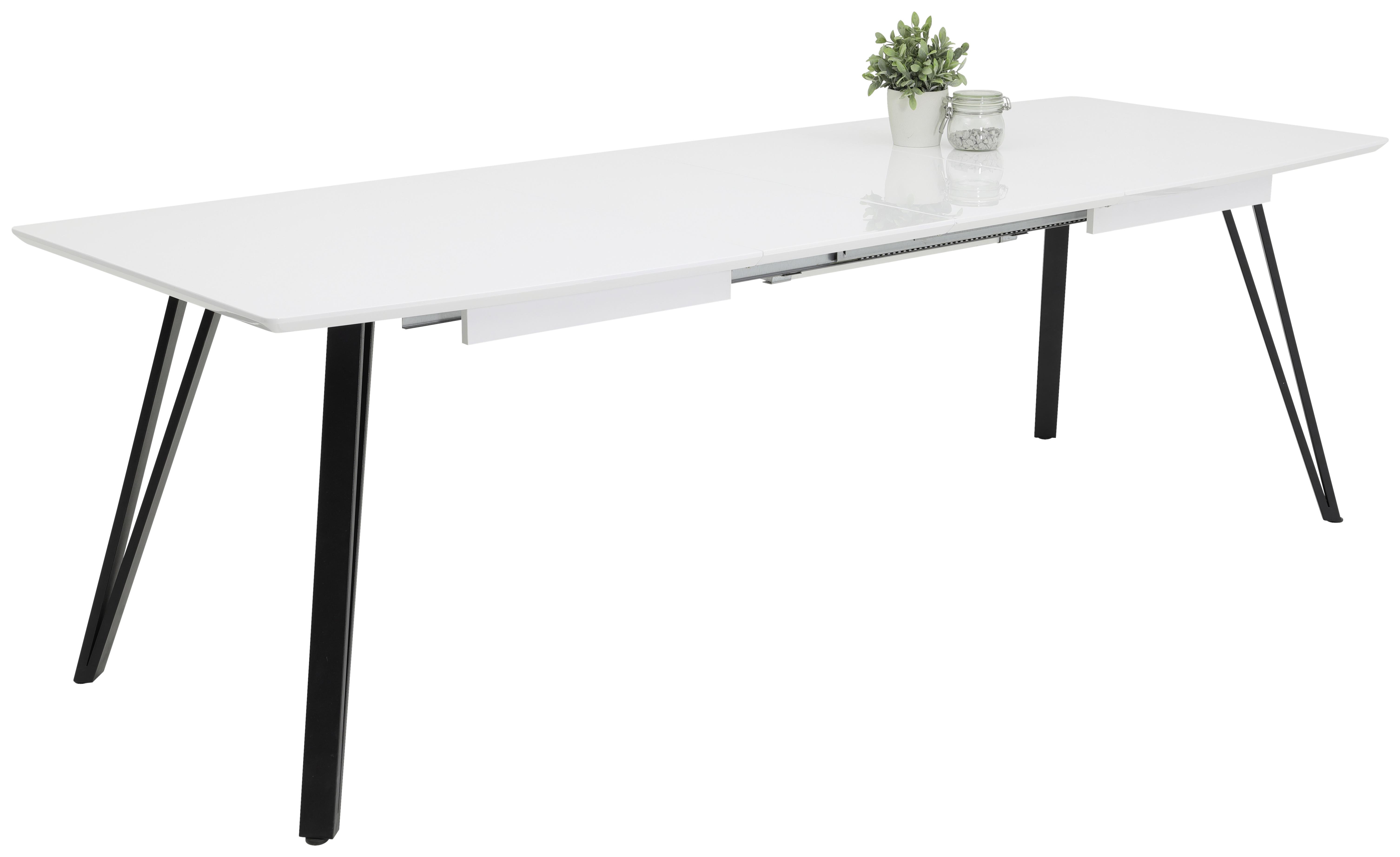Výsuvný Stůl Isabella 160 Az - bílá/černá, Moderní, kov/kompozitní dřevo (160/76/90cm)