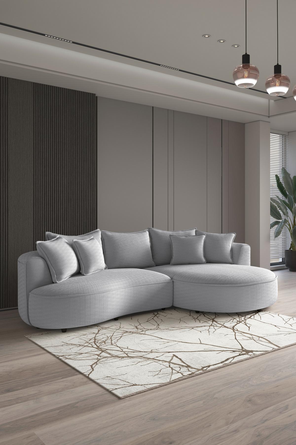 Ecksofa Levi - Hellgrau/Schwarz, MODERN, Textil (287/168cm)