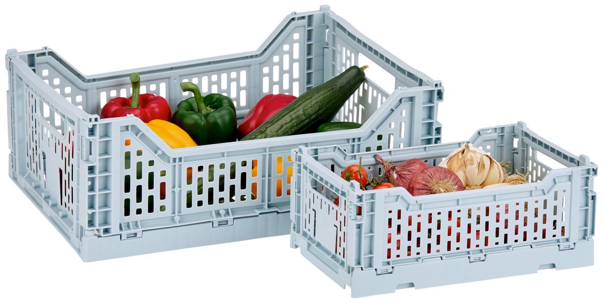 Faltbox Chaline Kunststoff 27x17x10,5 Cm - Blau/Weiß, Basics, Kunststoff (27/10,5/17cm) - Homezone