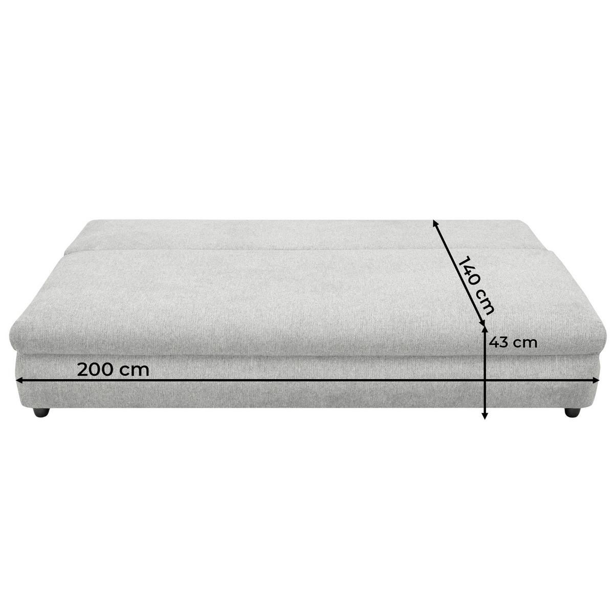 Schlafsofa Oslo Hellgrau, Lf: 200x140 Cm - Hellgrau, Trend, Holz/Kunststoff (205/72/100cm)