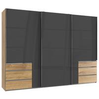 Schwebetürenschrank Mit Laden B:300cm Level Grau/eiche Dekor - Eichefarben/Grau, MODERN, Holzwerkstoff (300/216/65cm) - MID.YOU