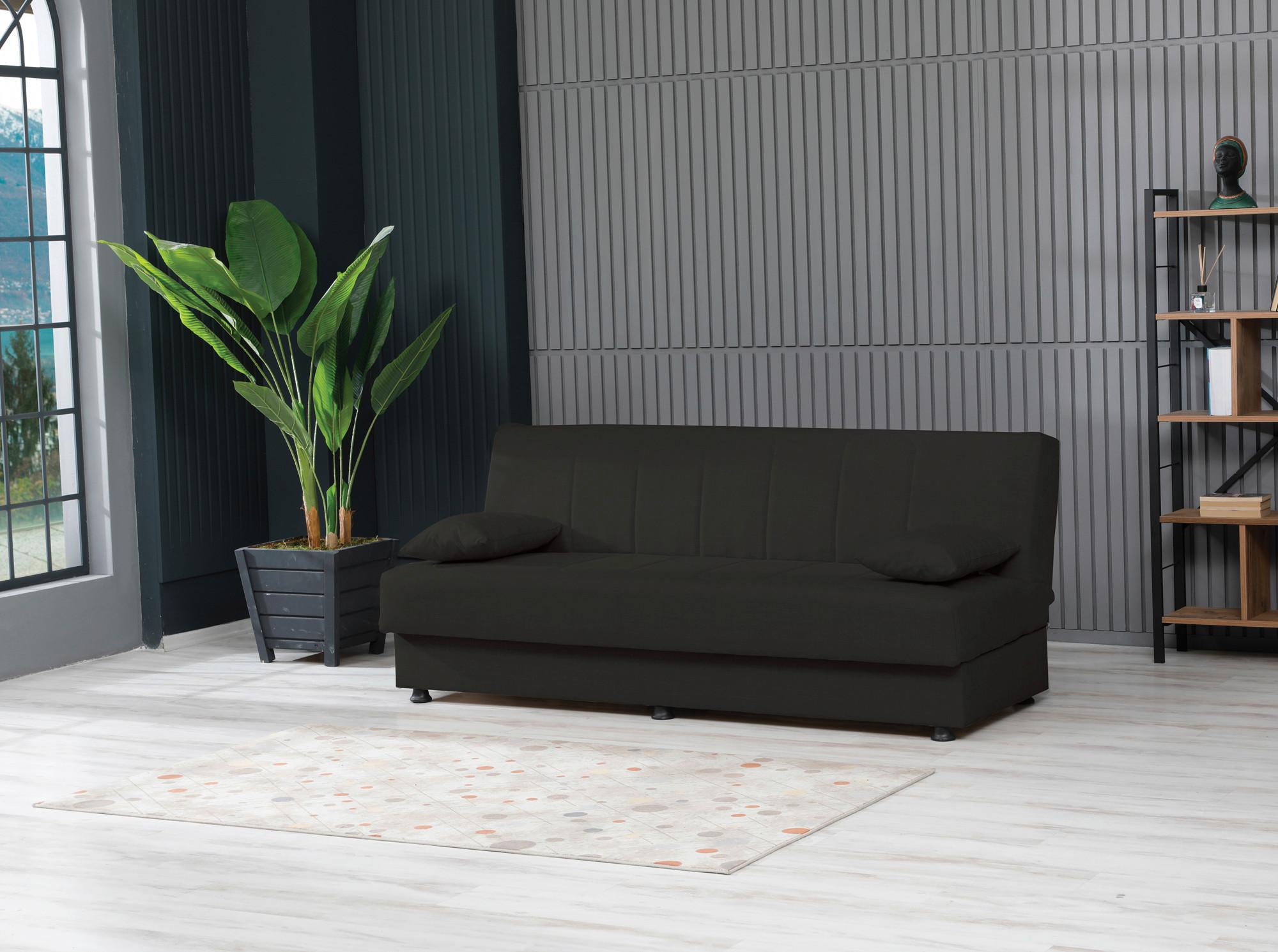 3-Sitzer-Sofa Ege Mit Schlaffunktion Schwarz - Schwarz, Design, Textil (190/82/82cm) - Livetastic