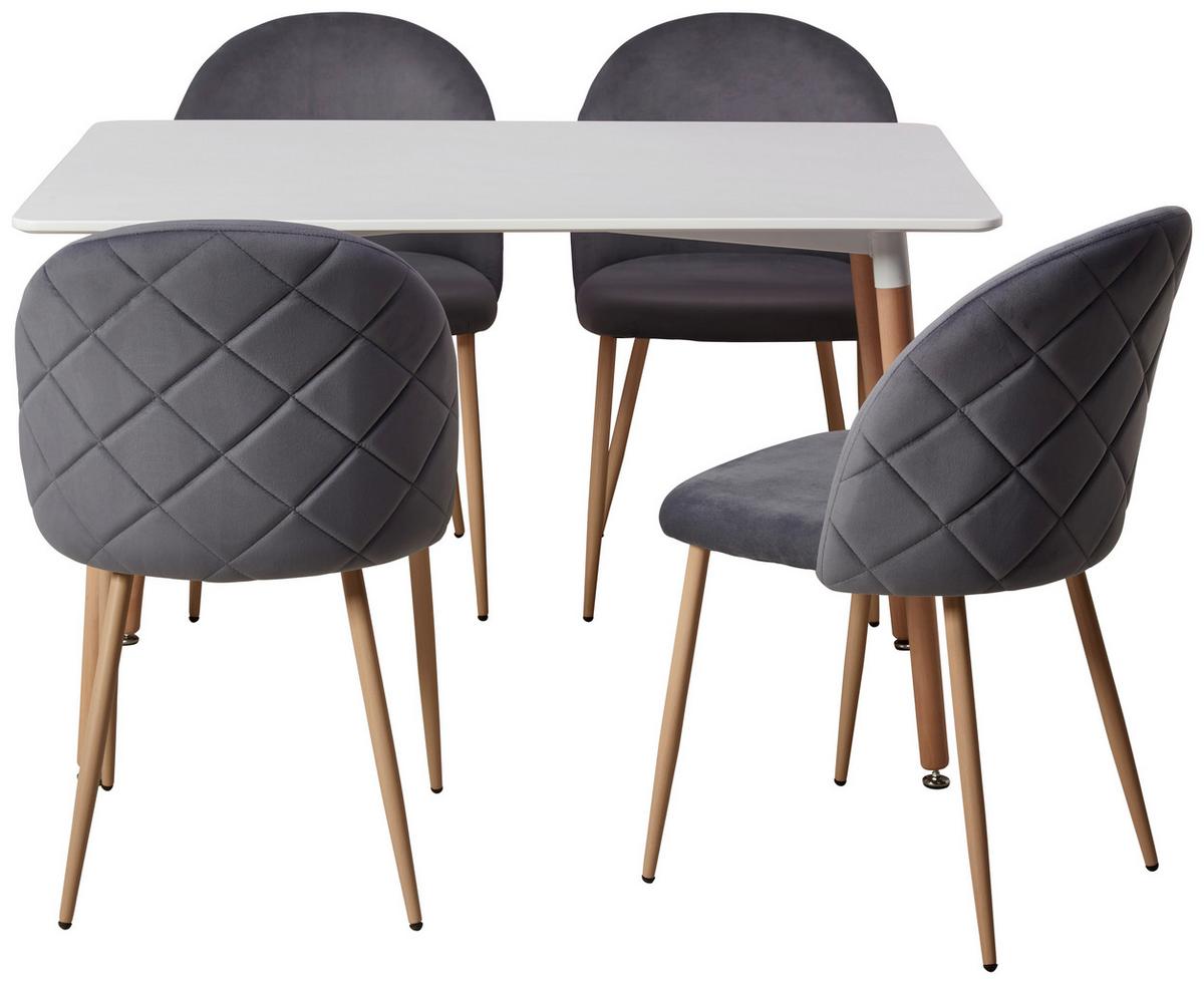 Tischgruppe Ilana - Buchefarben/Weiß, LIFESTYLE, Holz/Holzwerkstoff (120/51/75/83/80/57cm) - Livetastic