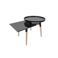 Beistelltisch Mit 2 Platten Buttler, Schwarz/Bambus - Schwarz/Braun, Basics, Holz/Holzwerkstoff (49,5/77/46cm) - Kayoom