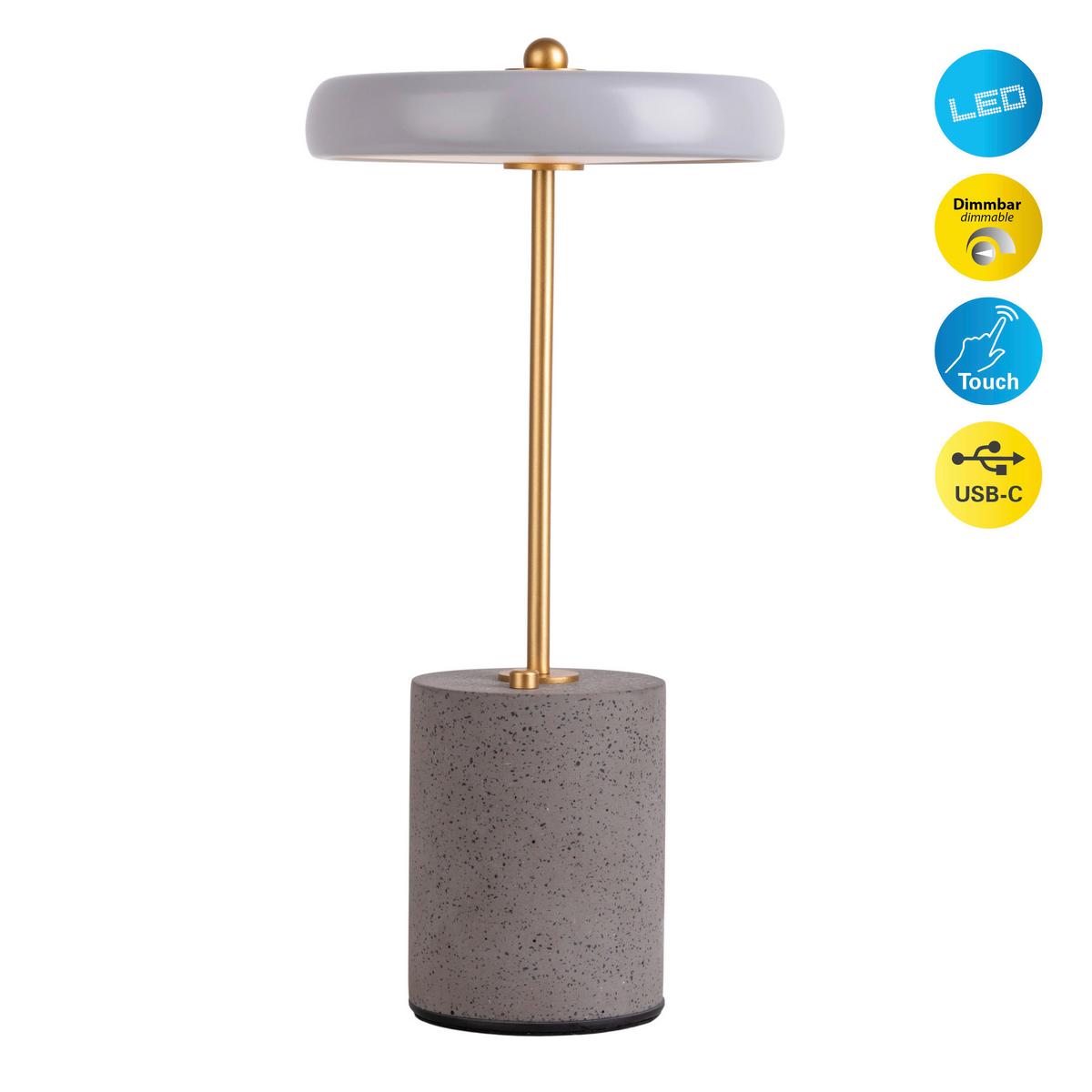 Akku-Tischleuchte 5306416 - Goldfarben/Grau, Design, Metall (15/30cm) - Näve