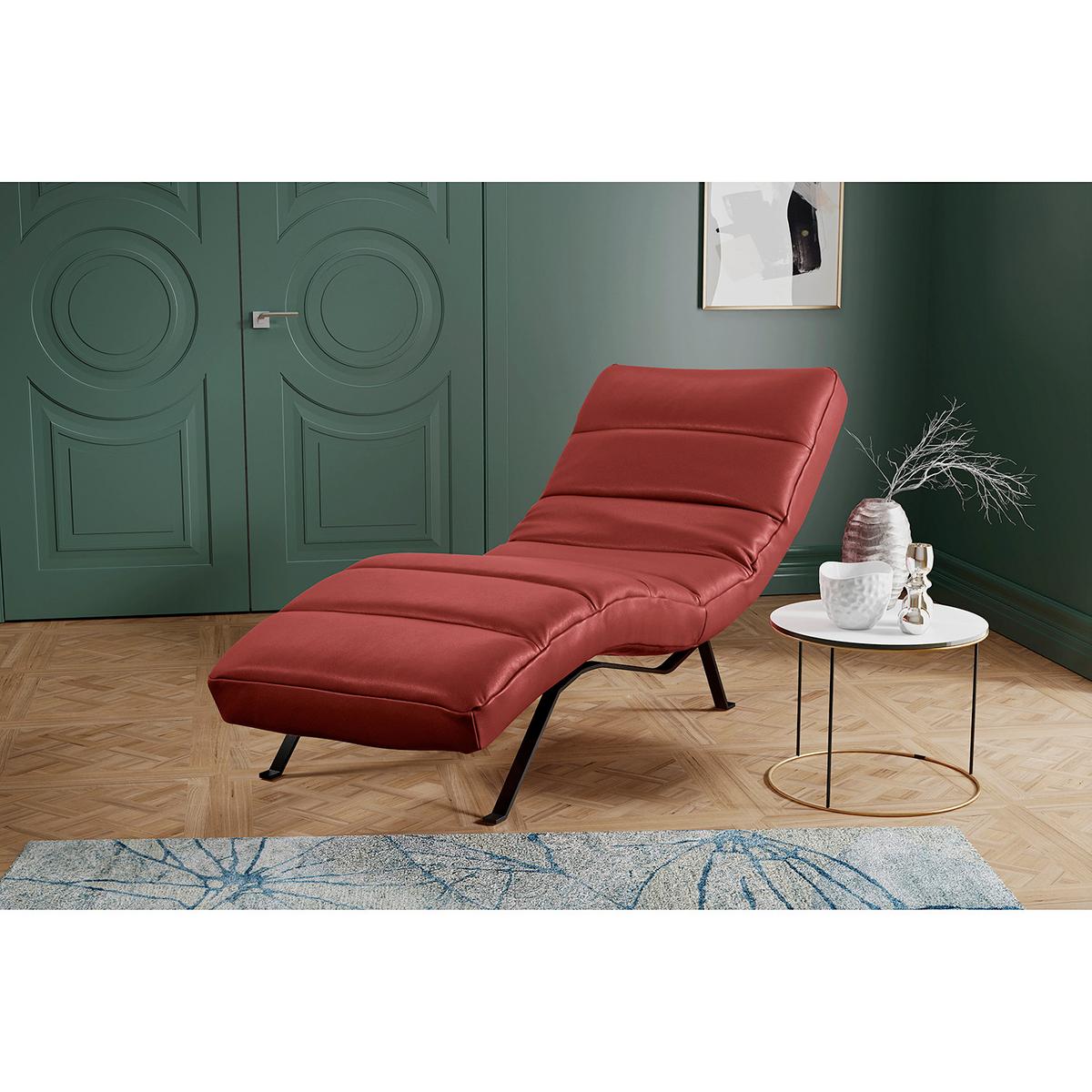 Relaxliege Swing Black Rot B: 65 Cm - Rot/Schwarz, Design, Leder (65/65-95/171cm) - Livetastic