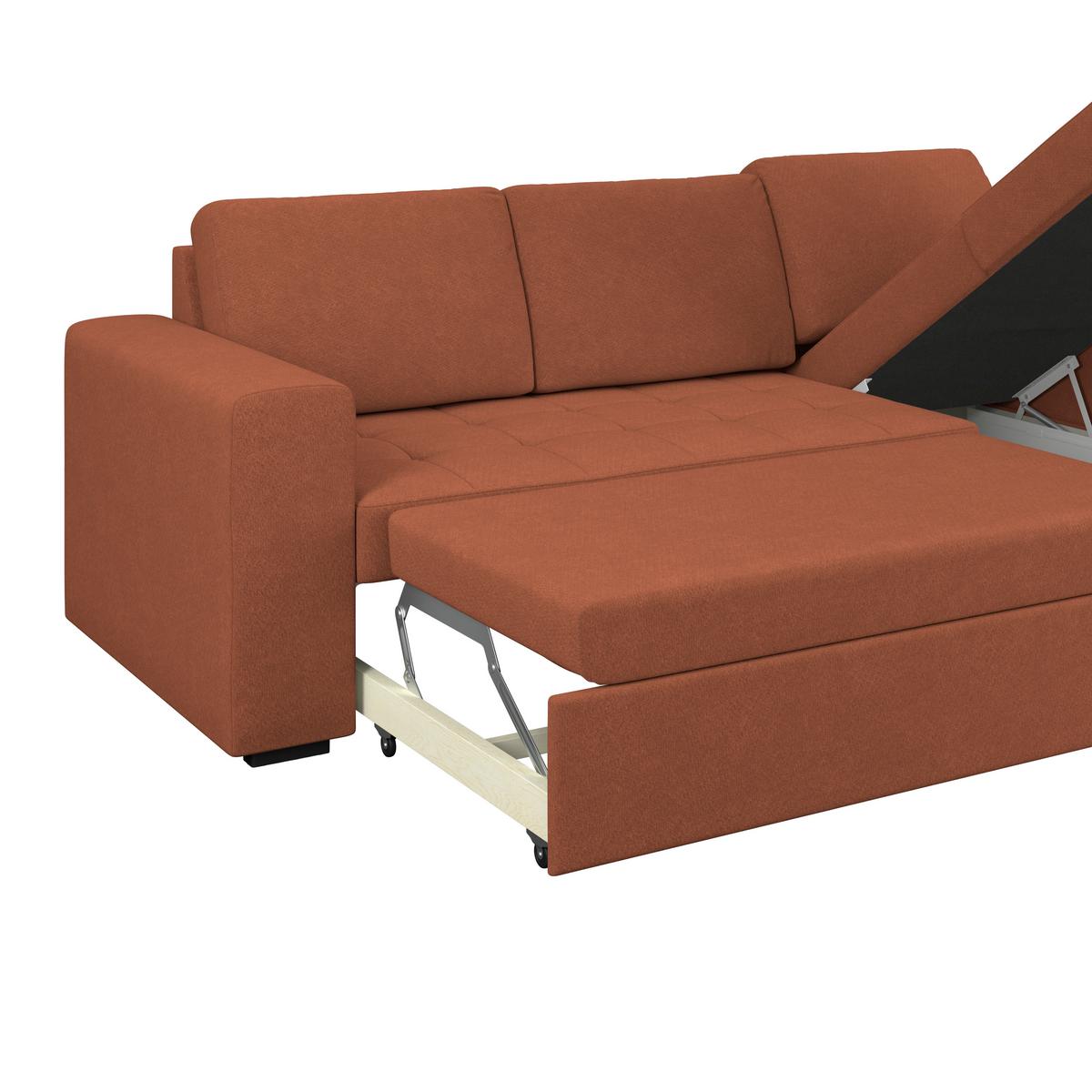 Ecksofa Jan Rostfarben S: 247x155 Cm - Rostfarben, Trend, Textil (247/155cm)