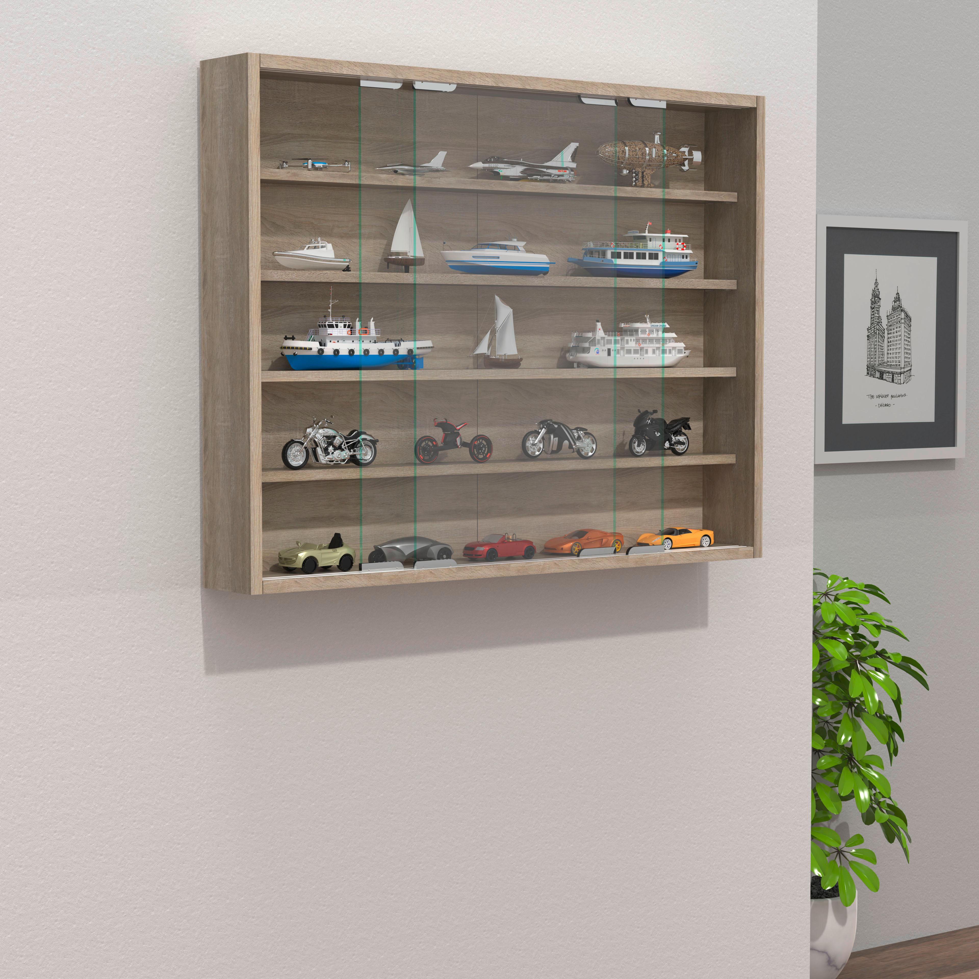 Hängevitrine Agisa L B: 77 cm Sonoma Eiche Dekor - Sonoma Eiche, MODERN, Glas/Holzwerkstoff (77/60/10cm) - MID.YOU