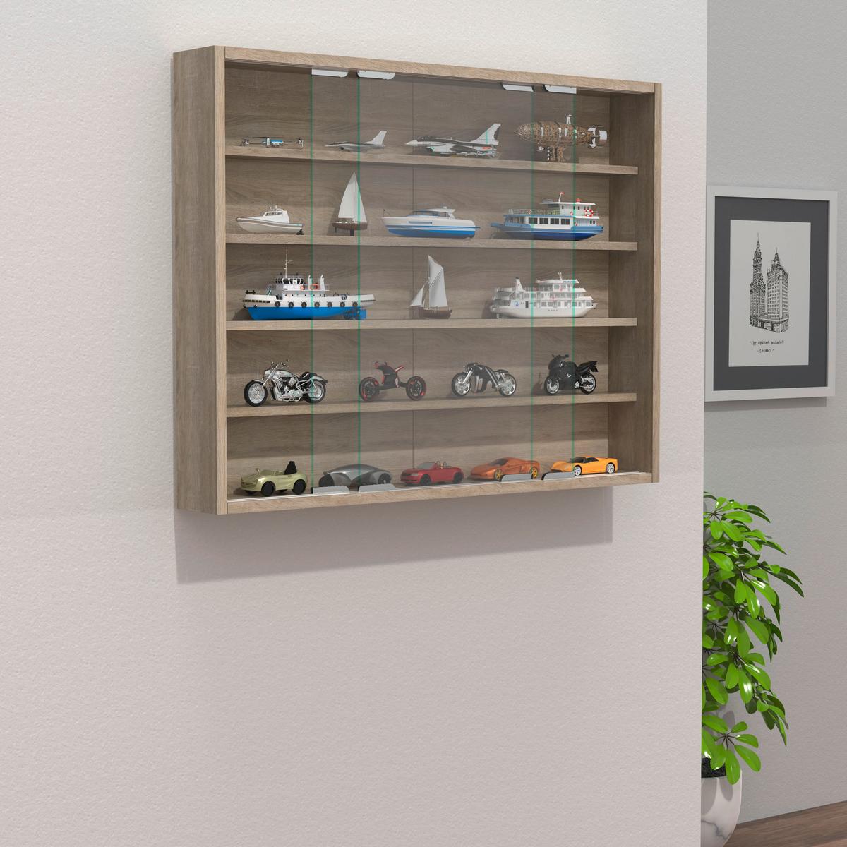 Hängevitrine Agisa L B: 77 cm Sonoma Eiche Dekor - Sonoma Eiche, MODERN, Glas/Holzwerkstoff (77/60/10cm) - MID.YOU