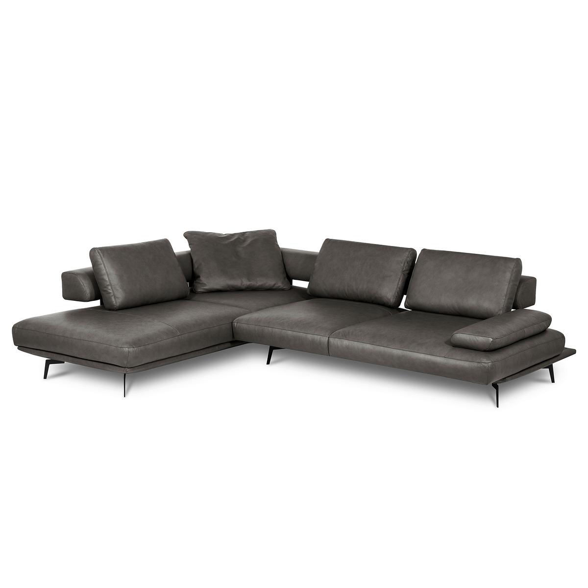 Ecksofa Como Echtleder Anthrazit 237x306 - Anthrazit/Schwarz, Design, Leder (237/306cm) - Livetastic