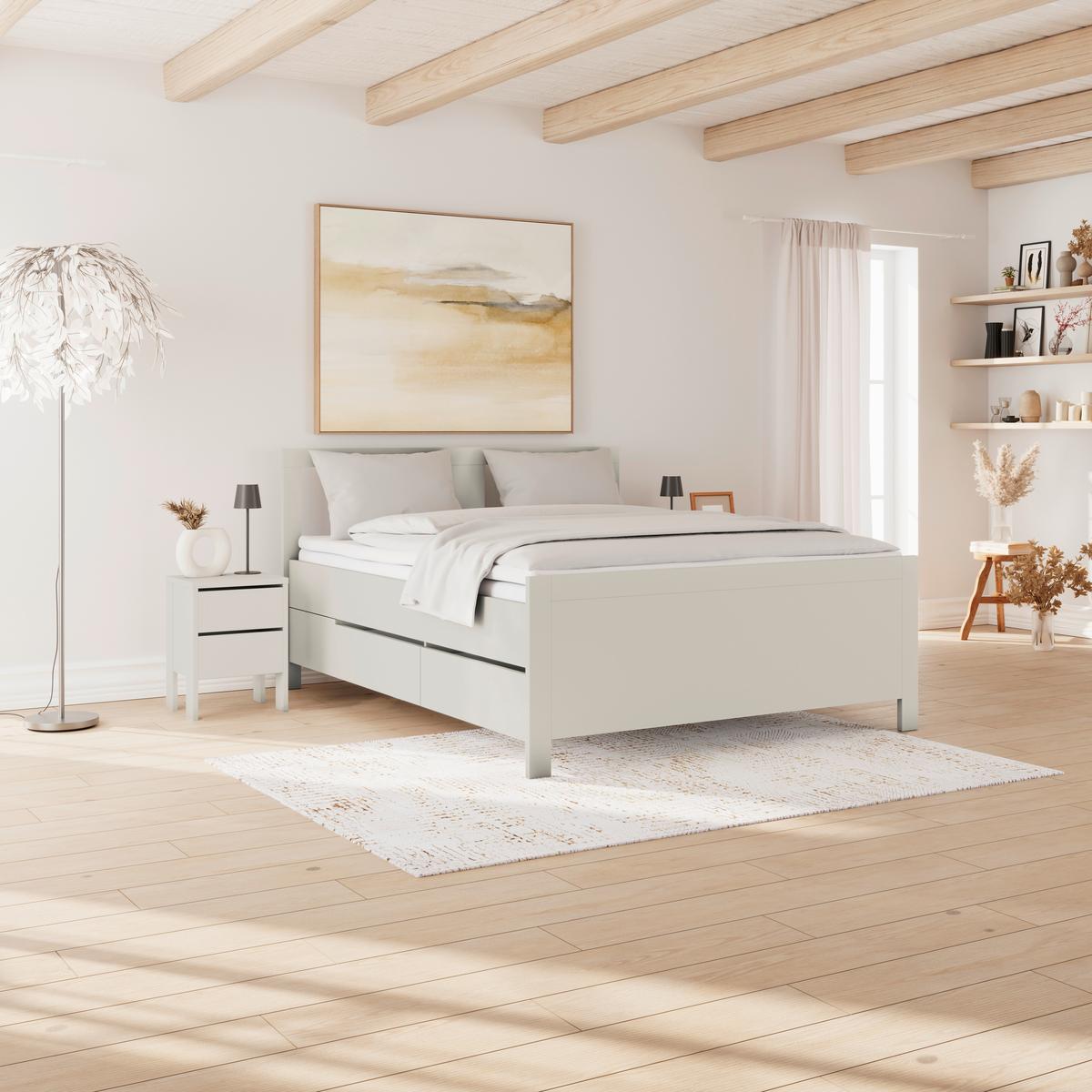 Stauraumbett Pisa mit 4 Laden kaschmirfarben 160x200 - Kaschmir, ROMANTIK / LANDHAUS, Holz (160/200cm) - James Wood