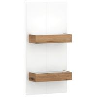 Wandregal Oreta B: 44 cm Weiß Hochglanz/Eichefarben - Eichefarben/Weiß, MODERN, Holzwerkstoff (44/92/20,8cm)