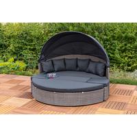 Gartenmuschel Riva Metall/ Kunststoff/textil Verstellbar - Dunkelgrau/Grau, KONVENTIONELL, Kunststoff/Textil (180/88/183cm) - Gardenson