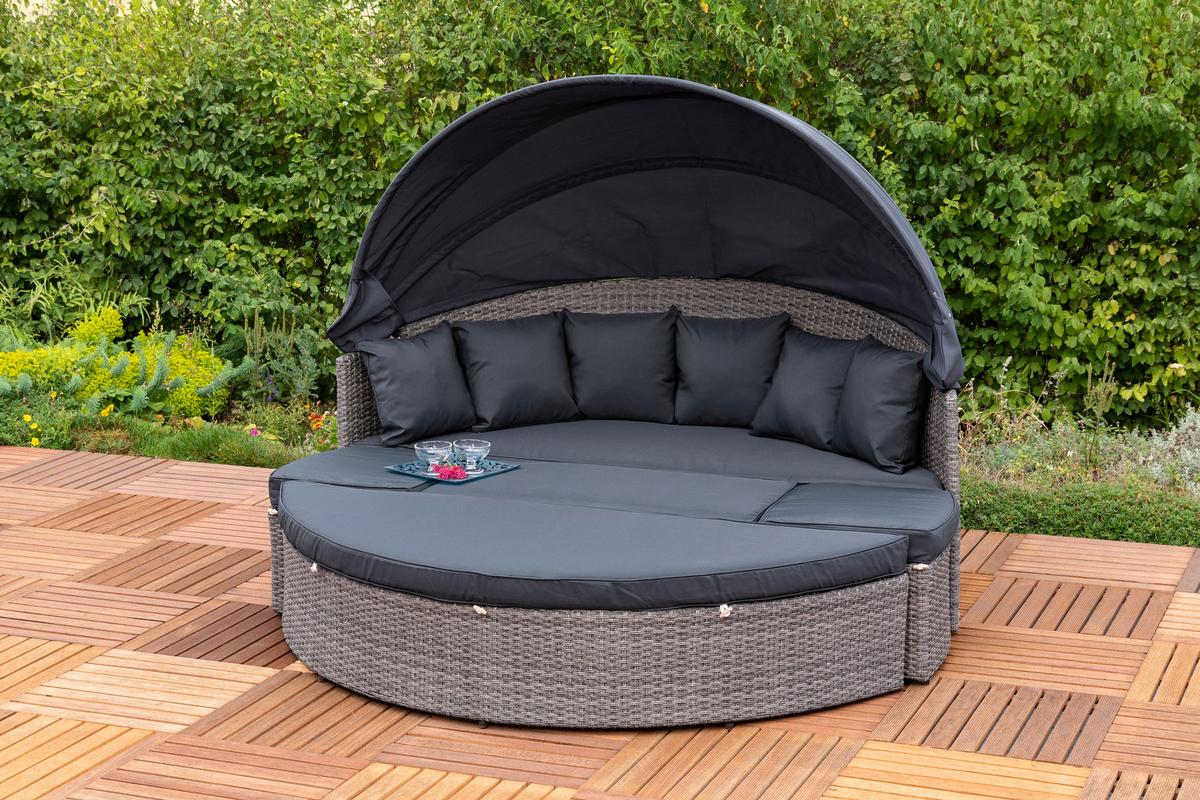 Gartenmuschel Riva Metall/ Kunststoff/textil Verstellbar - Dunkelgrau/Grau, KONVENTIONELL, Kunststoff/Textil (180/88/183cm) - Gardenson