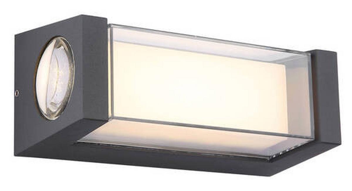 Außenwandleuchte 34316 - Transparent/Anthrazit, Design, Kunststoff/Metall (7,5/8,2/18,7cm) - Globo