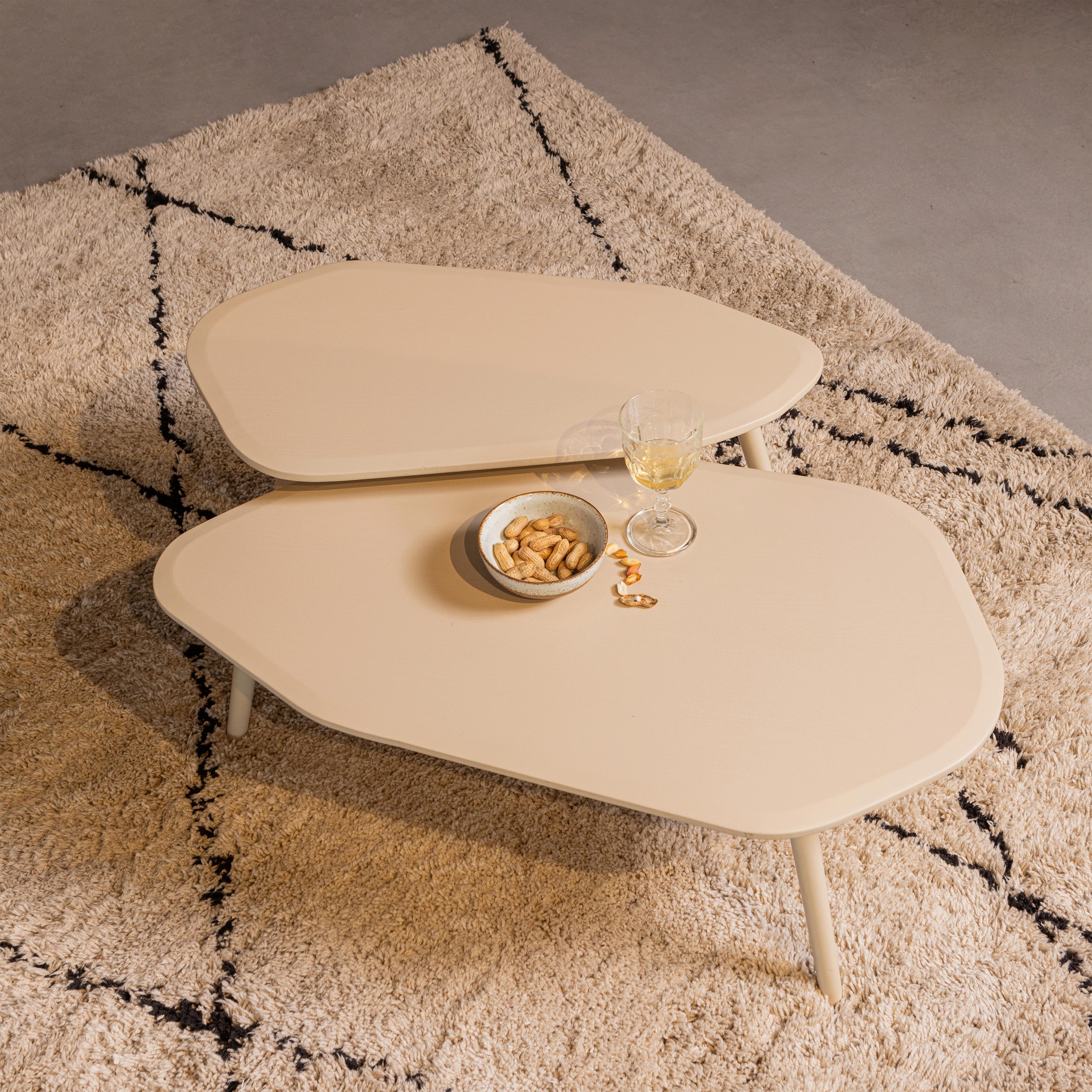 Beistelltischset 2-Teilig Sandfarben - Sandfarben, Design, Holzwerkstoff - Livetastic