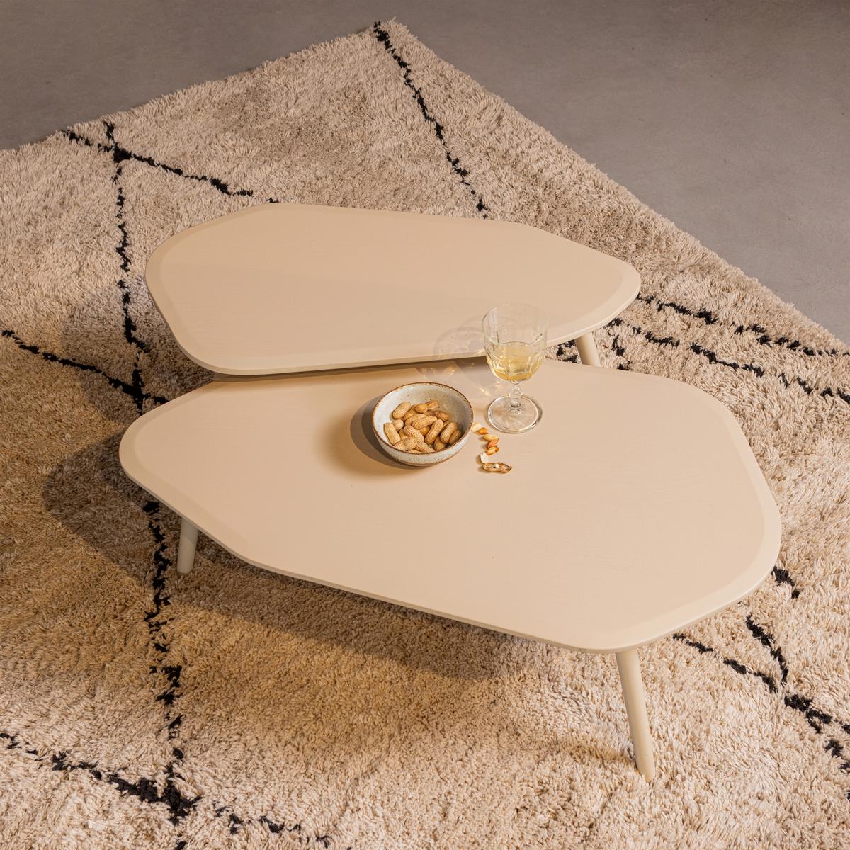 Beistelltischset 2-Teilig Sandfarben - Sandfarben, Design, Holzwerkstoff - Livetastic