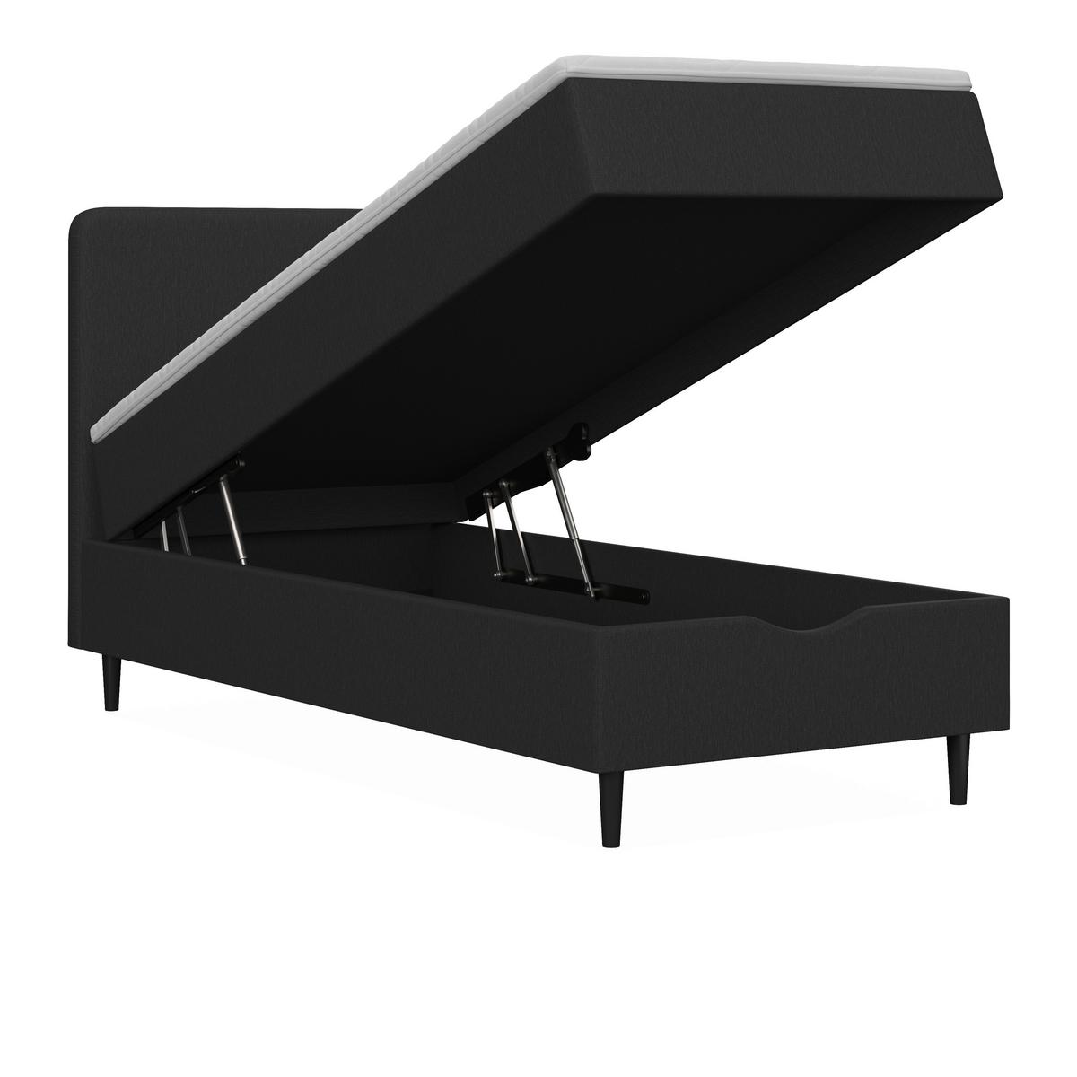 Boxspringová postel VIDA 90x200, tmavě šedá, s topperem - černá/tmavě šedá, Moderní, dřevo/textil (90/200cm) - Bessagi Home