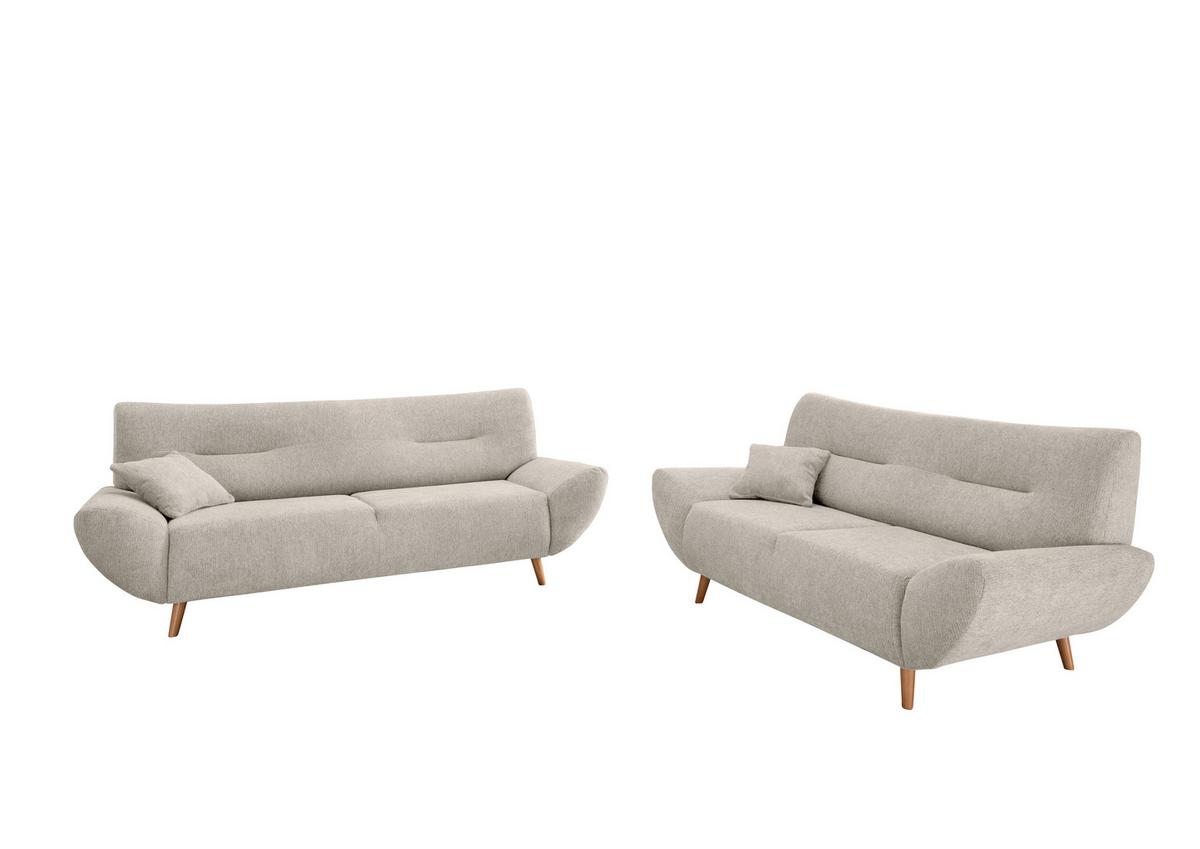 3-sitzer-sofa Chenille Beige Rücken Echt - Wildeiche/Beige, MODERN, Textil (205/81/90cm) - MID.YOU