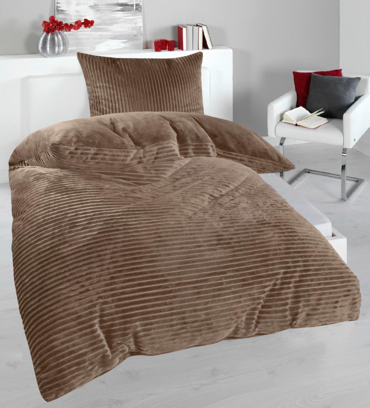 Bettwäsche 140x200 Cm Sina Taupe - Taupe, MODERN, Textil (140/200cm) - Luca Bessoni