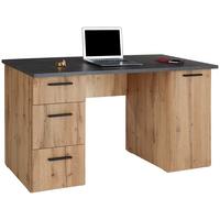 Schreibtisch mit Stauraum B 138 cm H 76cm Mx 143, Eiche Dekor - Eichefarben, MODERN, Holzwerkstoff (138/76/60cm)