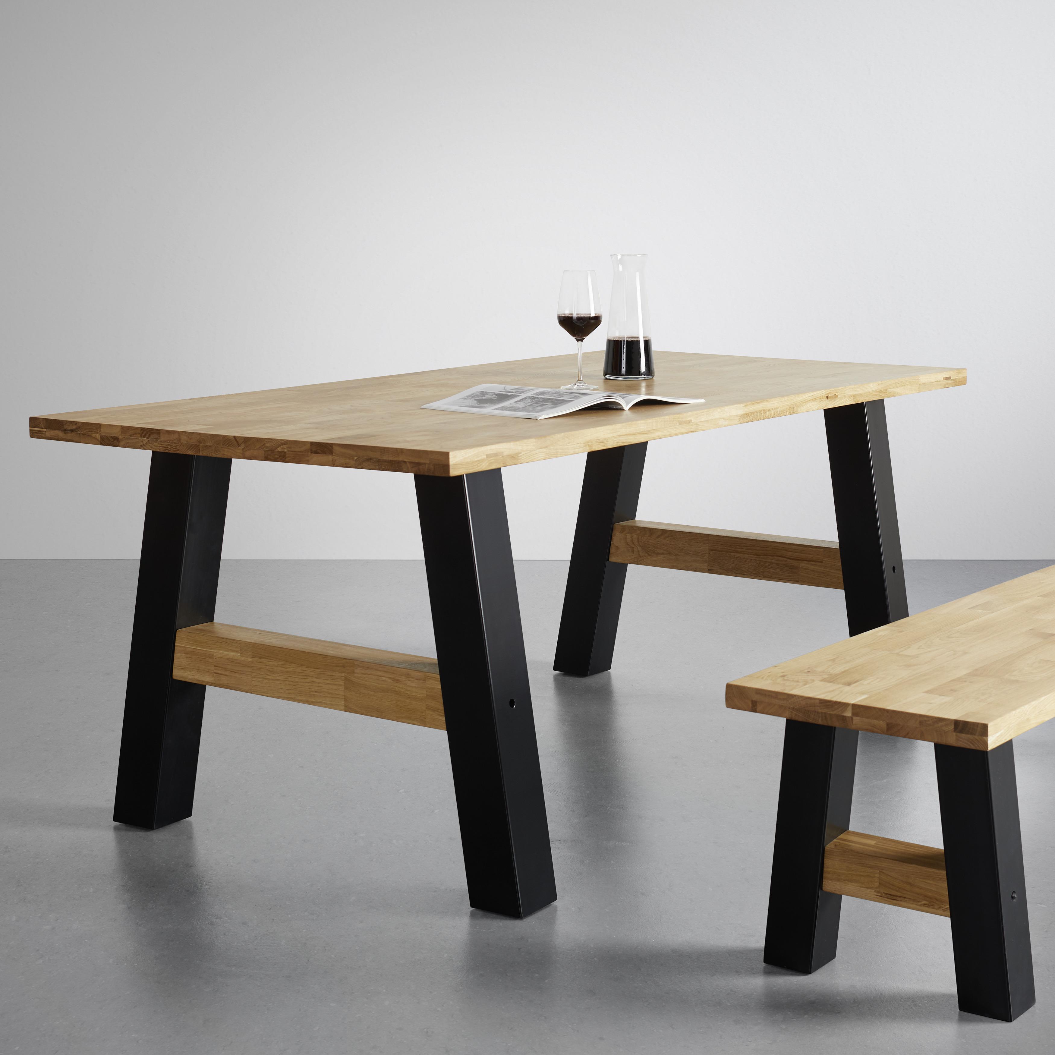 Jídelní Stůl Oliver 180x90 Cm - černá/barvy dubu, Moderní, kov/dřevo (180/90/76cm) - Modern Living