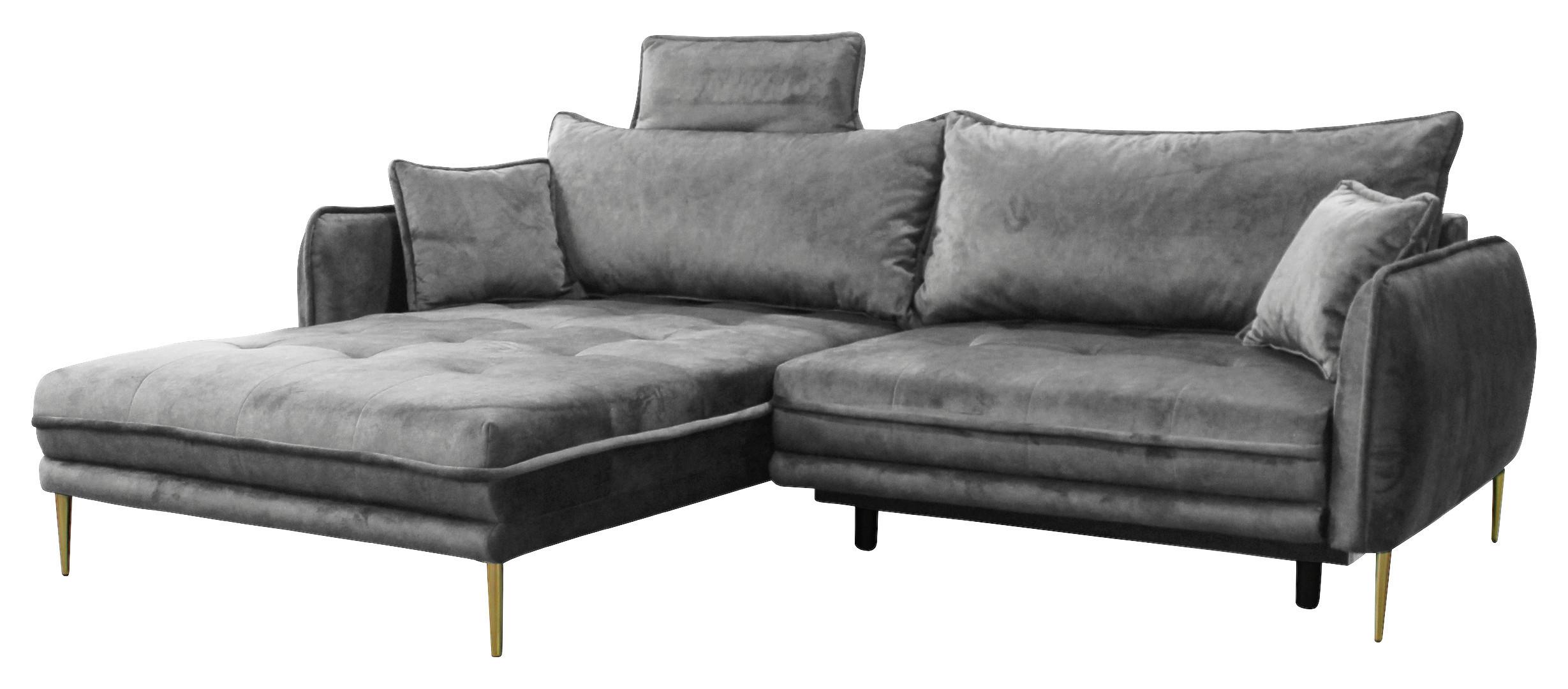 Ecksofa Whisper Grau S: 196x264 Cm - Goldfarben/Grau, Design, Textil (196/264cm) - MID.YOU