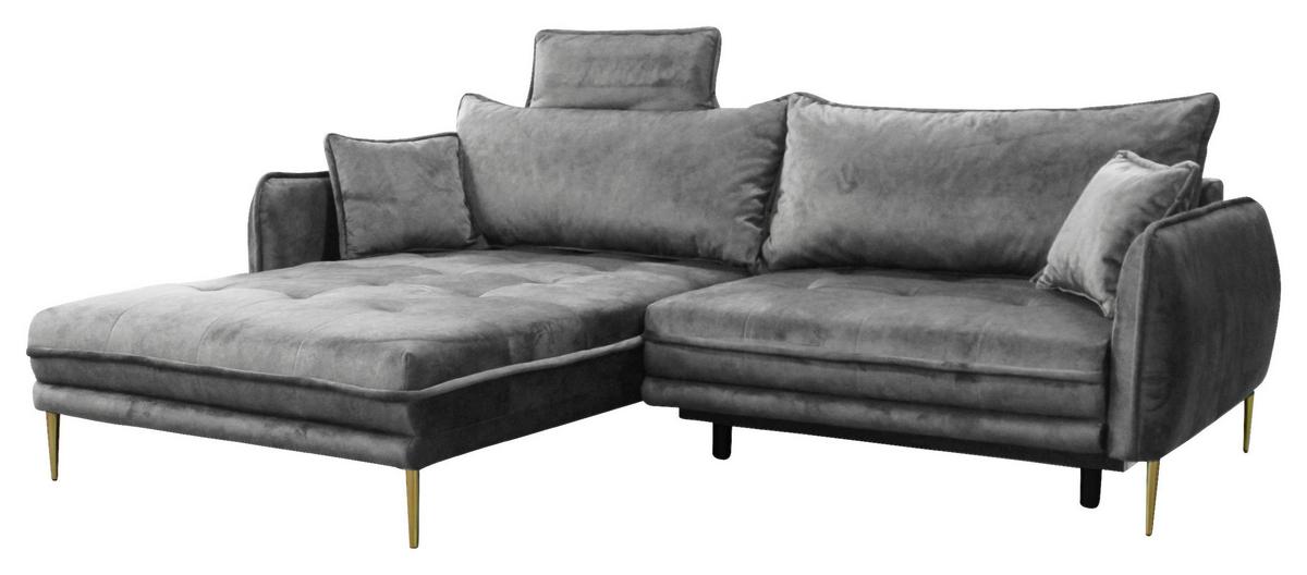 Ecksofa Whisper Grau S: 196x264 cm - Goldfarben/Grau, Design, Textil (196/264cm) - MID.YOU
