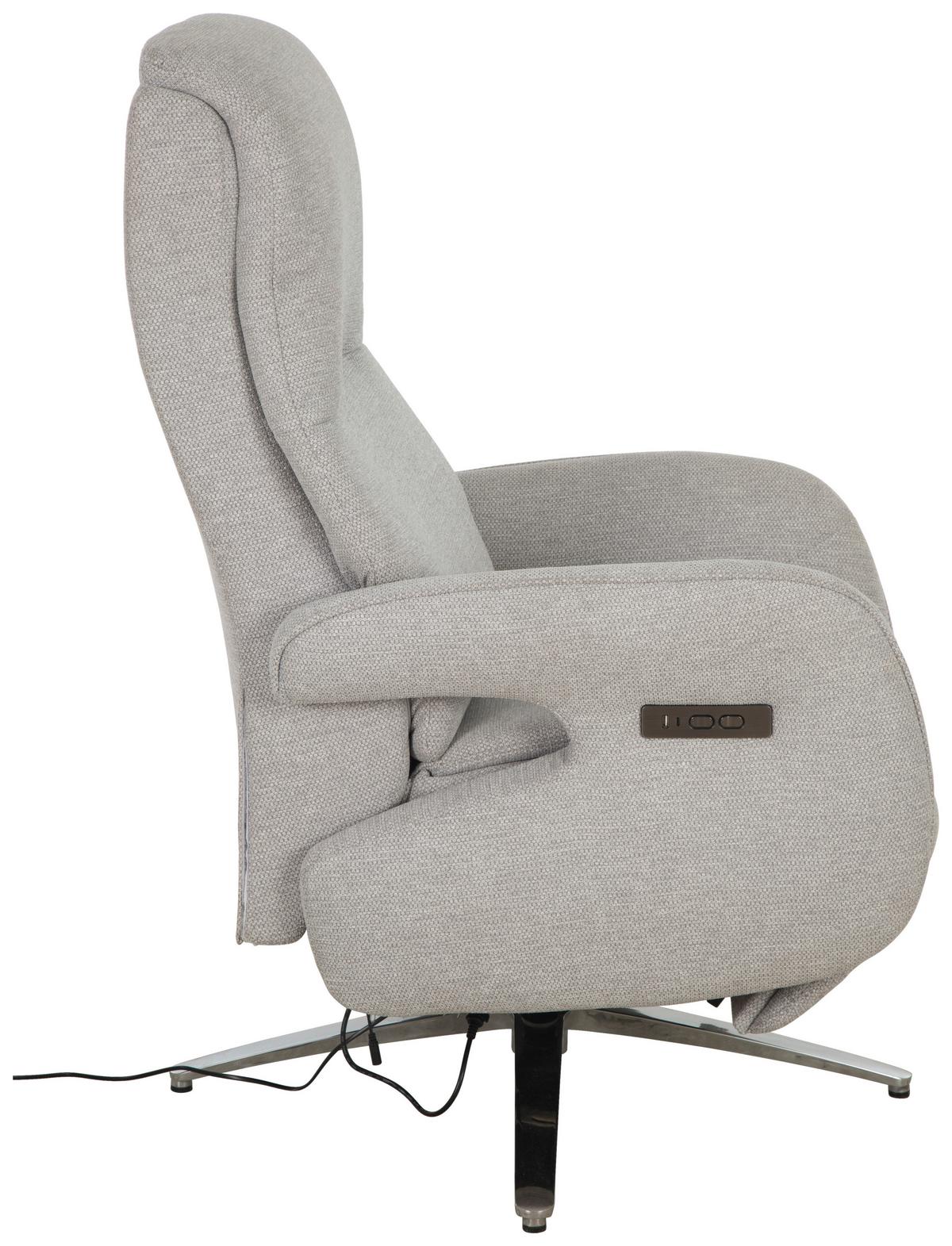 TV kreslo OTTAWA s relaxačnou funkciou - svetlosivá/chrómová, Modern, kov/drevo (74/115/92cm)