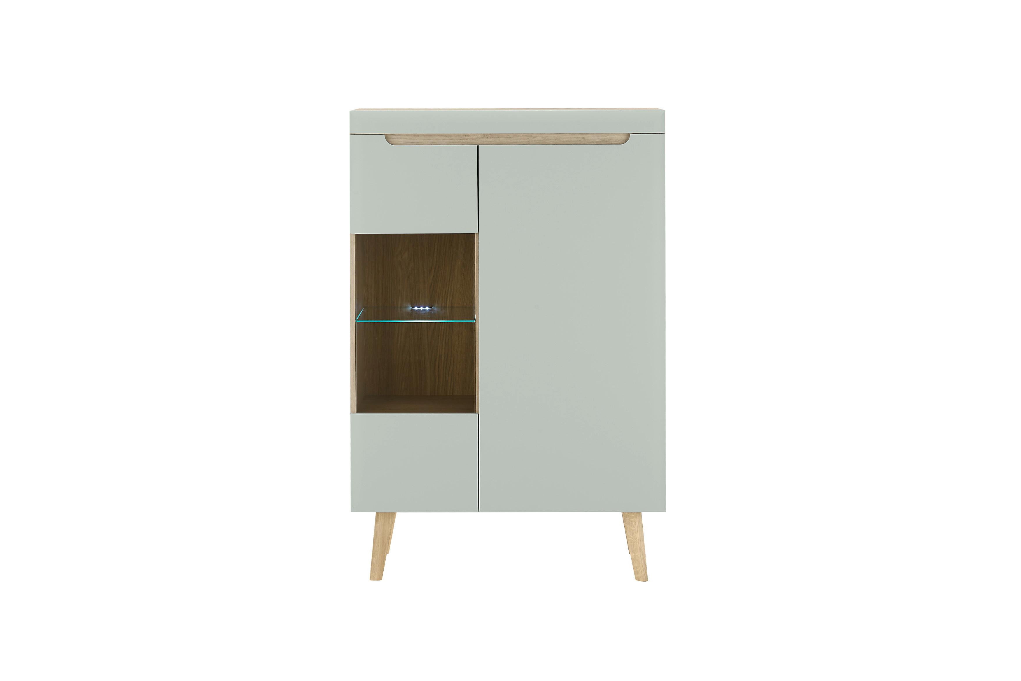 Highboard Svante Torge Grün/Eichefarben B: 90 cm - Eichefarben/Grün, Design, Holzwerkstoff (90/134/40cm) - MID.YOU