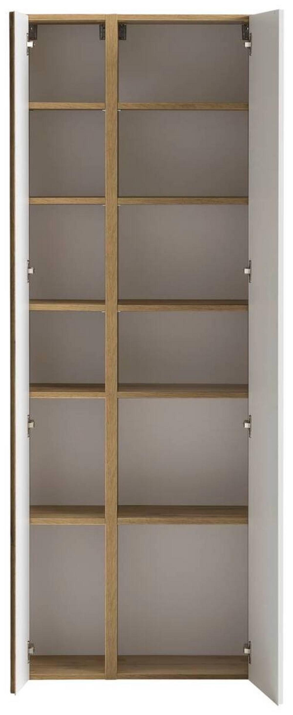 Badezimmer Hochschrank Varese BxH 65x180 cm Weiß/Eiche Dekor - Eiche Wotan/Weiß, MODERN, Holzwerkstoff (65/180/35cm) - Held