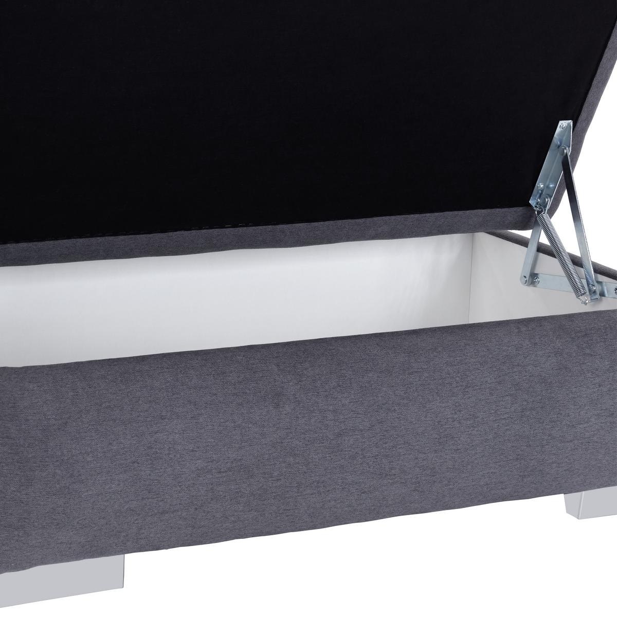 Hocker Mit Stauraum Webstoff Grau H: 64 Cm - Chromfarben/Grau, MODERN, Textil (129/47/64cm) - Luca Bessoni
