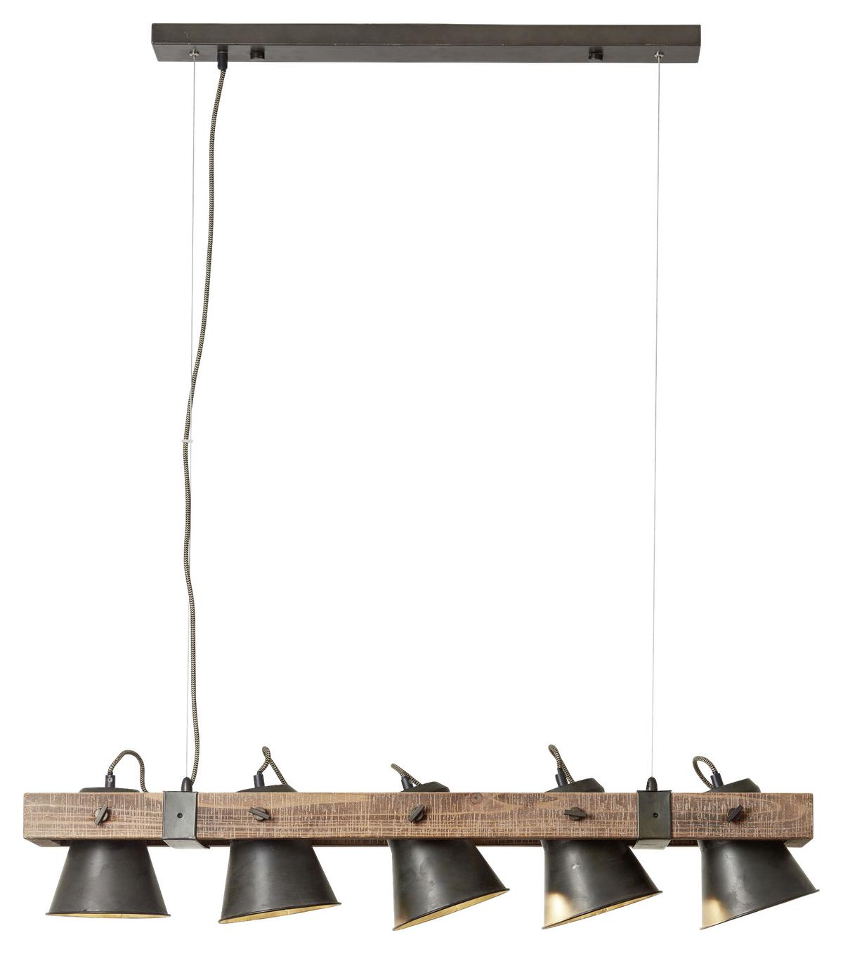 Hängeleuchte 82175/46 Plow - Schwarz, Natur, Holz/Metall (95/20/115cm) - Brilliant