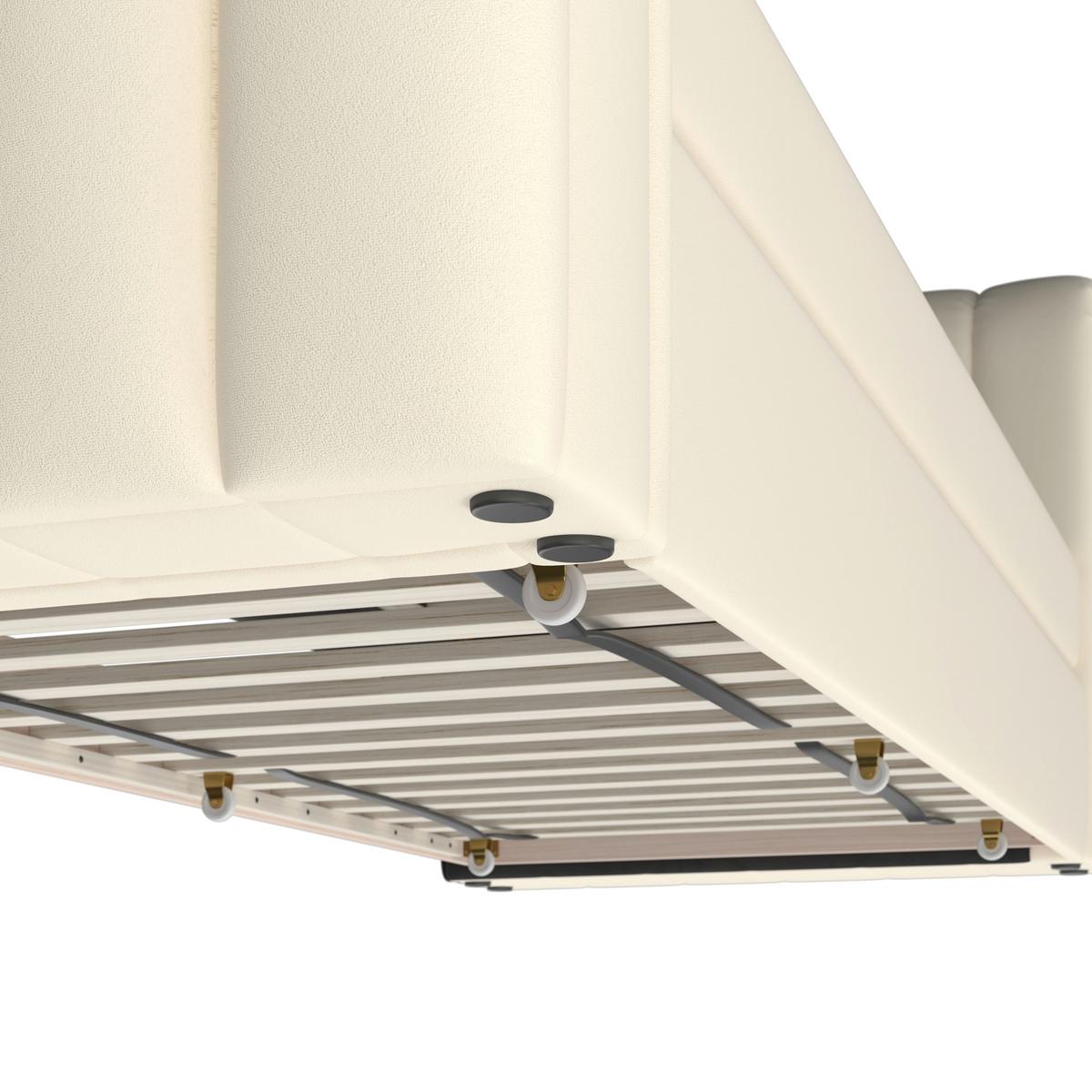 Výsuvná posteľ TASHA 90x200 cm, slonovinová - svetlohnedá/čierna, Modern, drevo/textil (90/200cm) - Bessagi Home