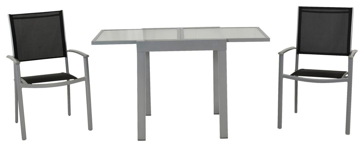 Gartenset Milano - Silberfarben/Schwarz, MODERN, Textil/Metall - Gardenson