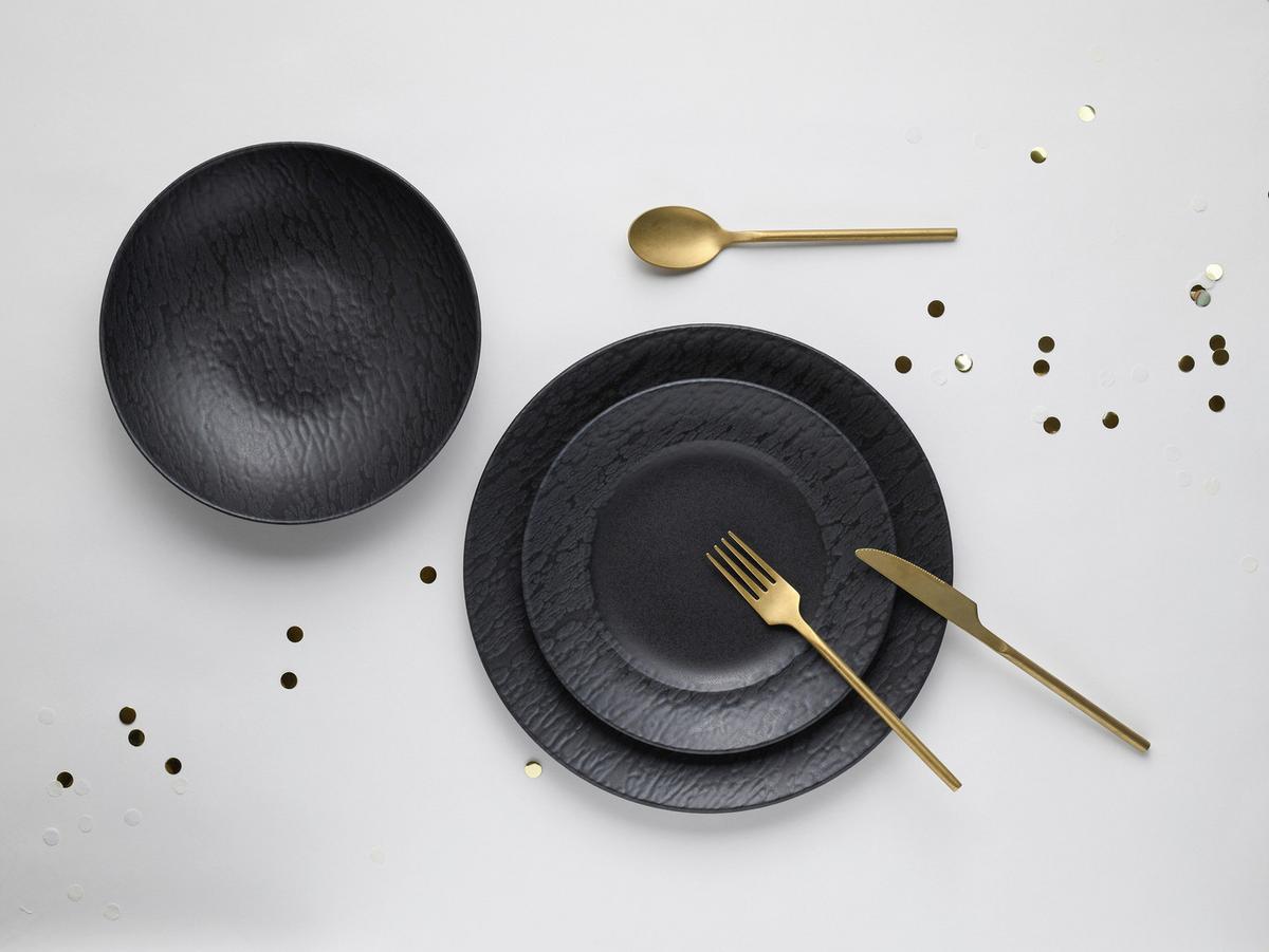 Jedálenský servis RONDO - čierna, Modern, keramika (43/40/37cm) - Creatable