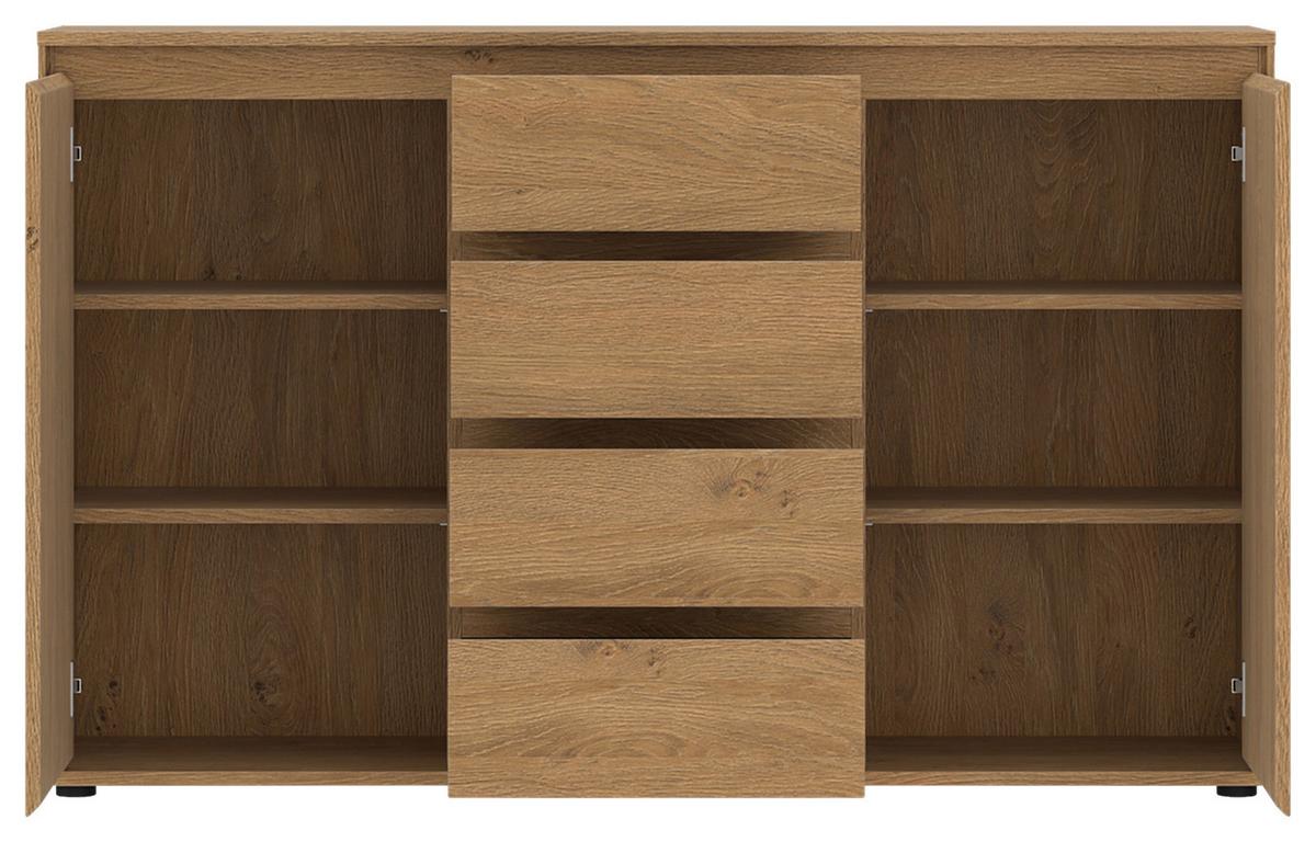 Kommode Calzado Steineiche B: 137cm - Eichefarben/Schwarz, MODERN, Holzwerkstoff (137/85/35cm)