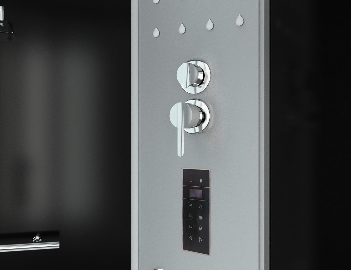 Dampfdusche Salsa Mit Massagedüsen, Beleuchtung - Schwarz/Weiß, Basics, Glas (120/120/227cm) - Sanotechnik