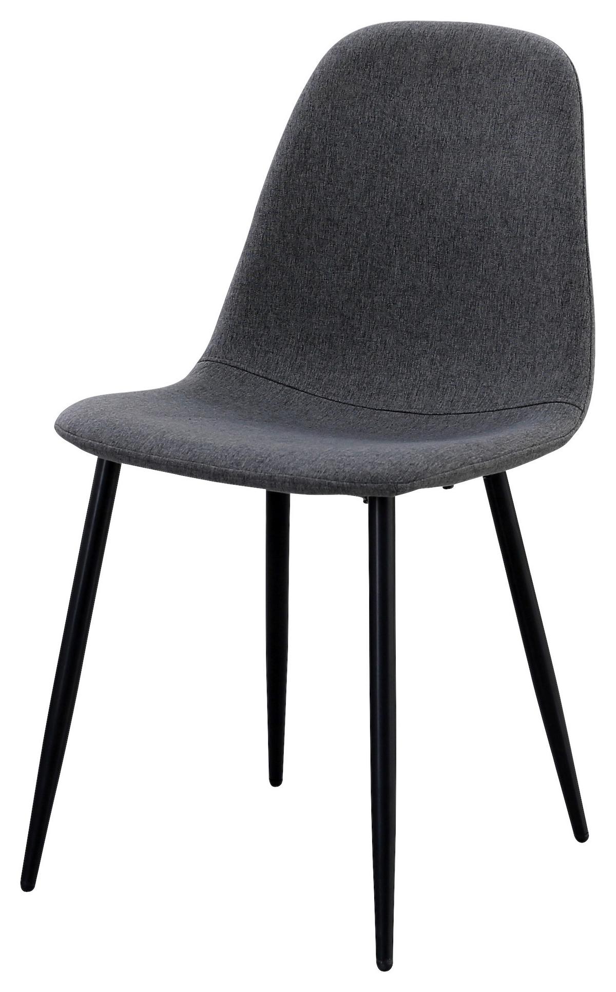 Vierfußstuhl Maria Dunkelgrau, Gepolstert - Dunkelgrau/Schwarz, MODERN, Textil/Metall (44/86/53cm)