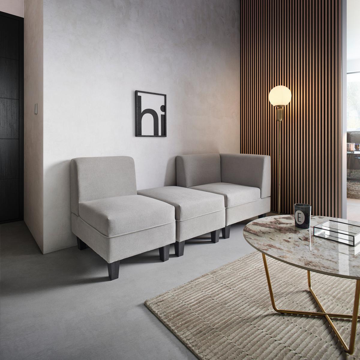 Rohový díl pohovky Lima světlešedá - černá/světle šedá, Moderní, dřevo/textil (64/74/64cm) - Bessagi Home