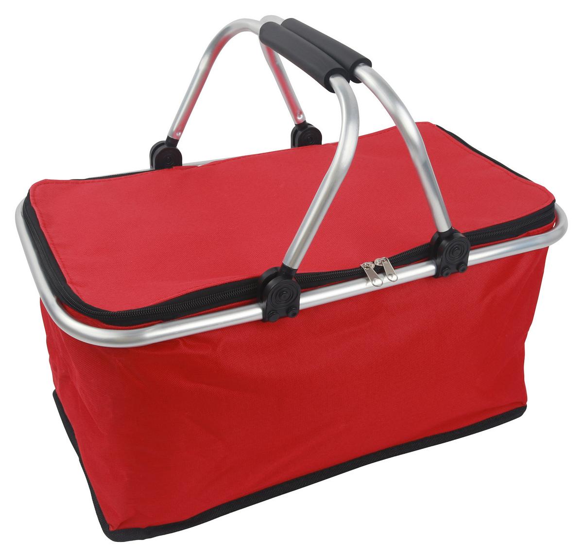 EINKAUFSKORB EASYMAXX THERMO - Rot/Silberfarben, Basics, Kunststoff/Metall (47/28/23cm) - EASYMAXX