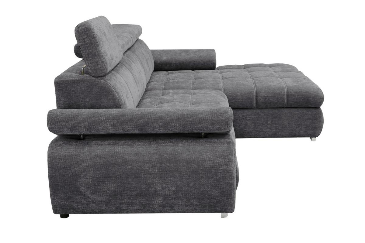 Rohová sedačka VEGAS, pravá, tmavosivá ženilka - strieborná/tmavosivá, Design, drevo/textil (294/173cm)