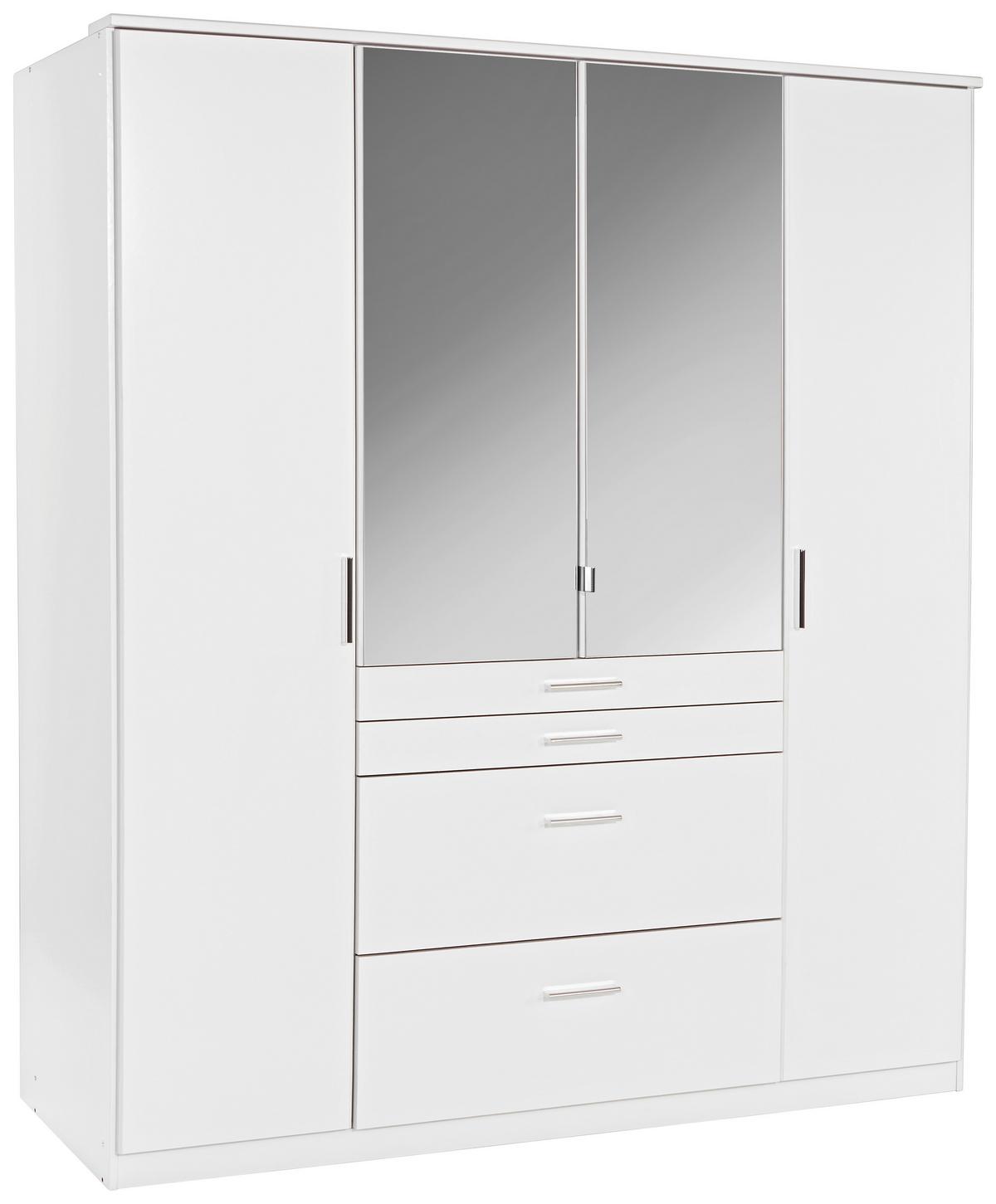 Kleiderschrank Mit Spiegel 180cm Aachen, Alpinweiß - Weiß, KONVENTIONELL, Holzwerkstoff (180/198/58cm)