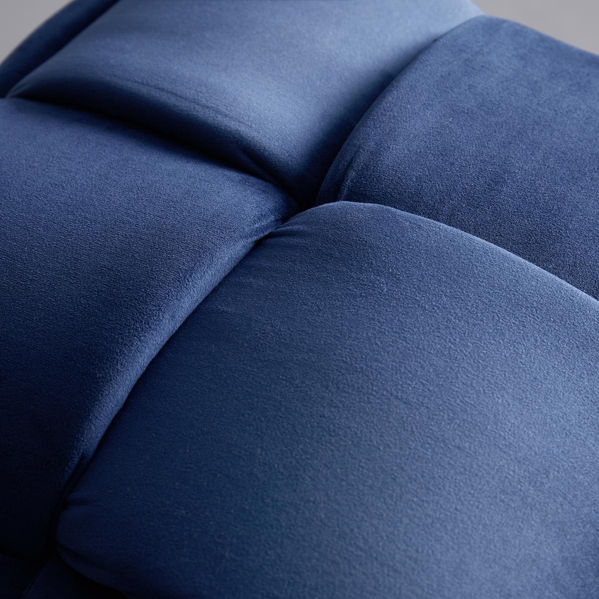 Malý designový taburet ELLA, modrý - modrá/černá, Moderní, dřevo/textil (47/47/47cm) - Bessagi Home