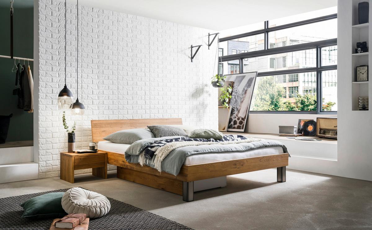 Bett Lodi Wildeiche 160x200 Cm - Wildeiche, Natur, Holz (160/200cm) - Hasena