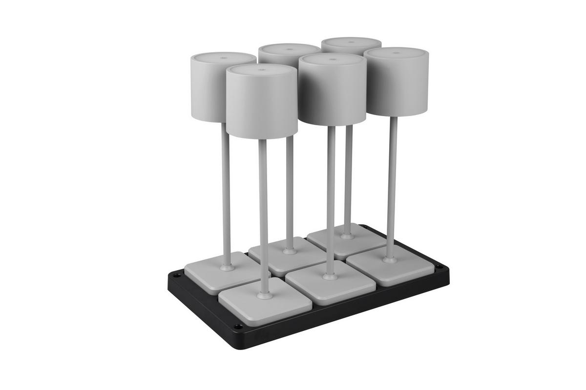 Akku-Tischleuchte R54096677 Fernandez 6er Set - Grau, KONVENTIONELL, Kunststoff (42,6/40/26cm)