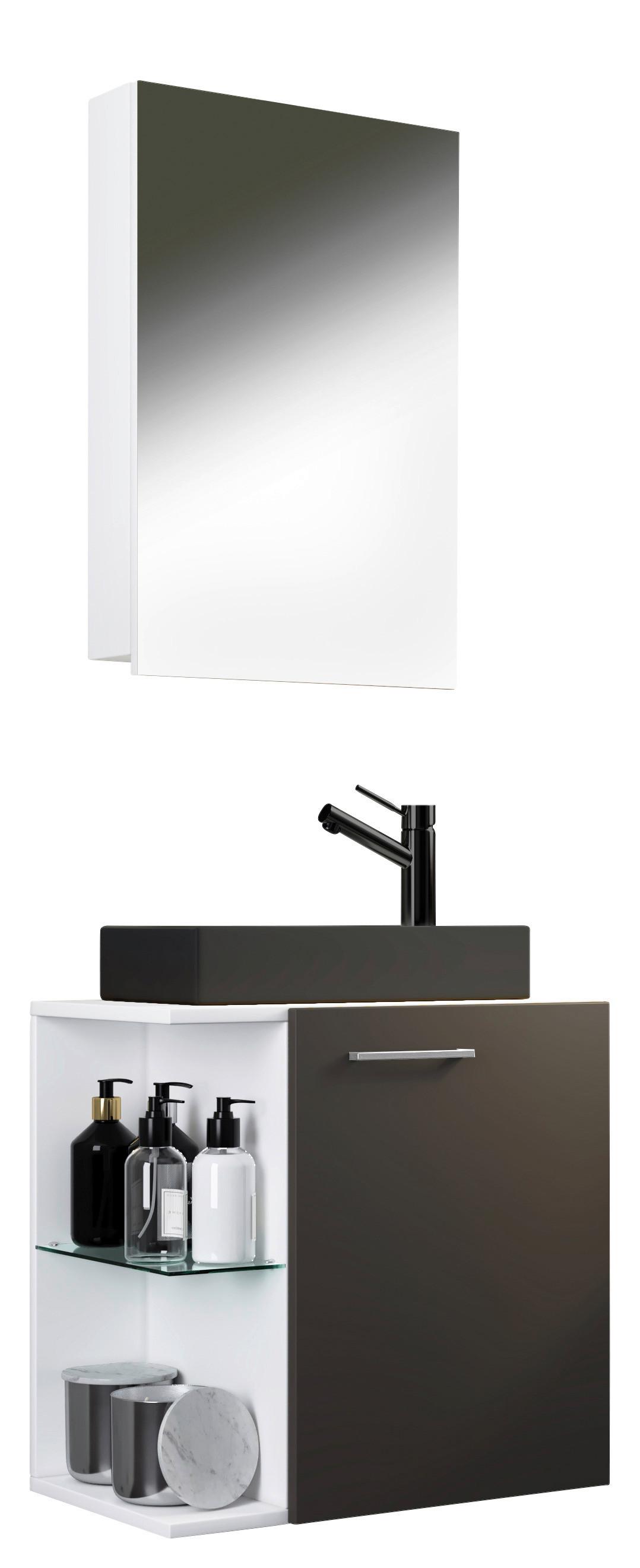 Gästebad Hausa Bl - Anthrazit/Schwarz, MODERN, Glas/Keramik (52cm) - MID.YOU