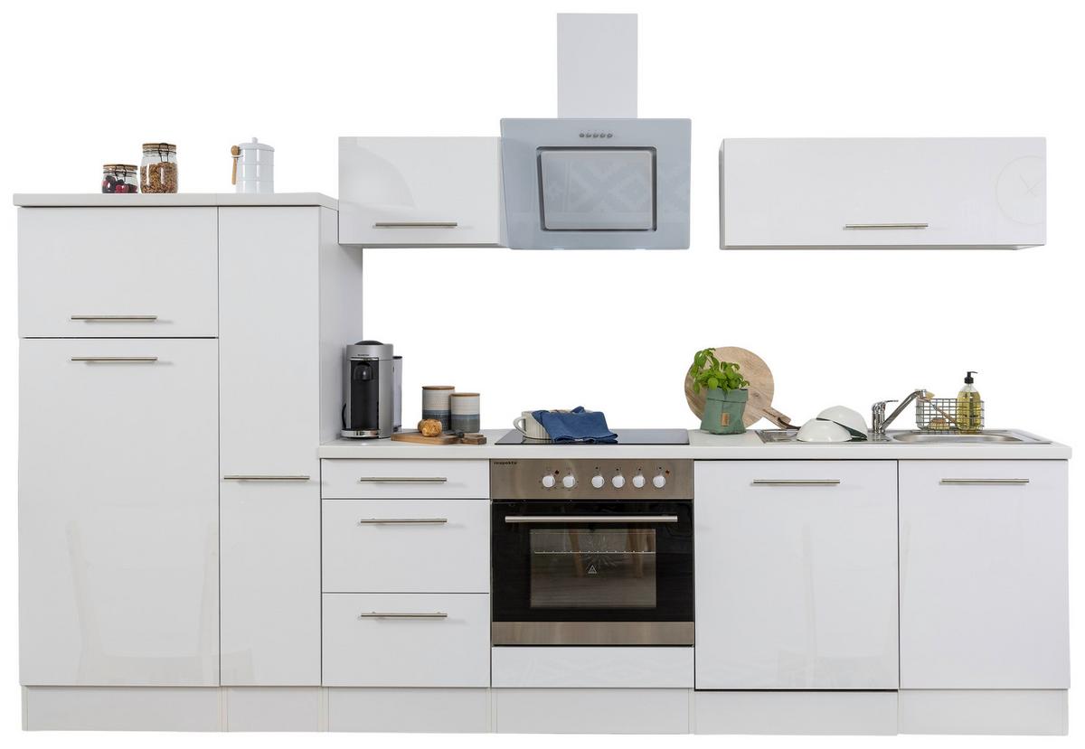 Küchenzeile mit Geräten 310 cm Weiß - Weiß, KONVENTIONELL, Holzwerkstoff (310cm) - Respekta