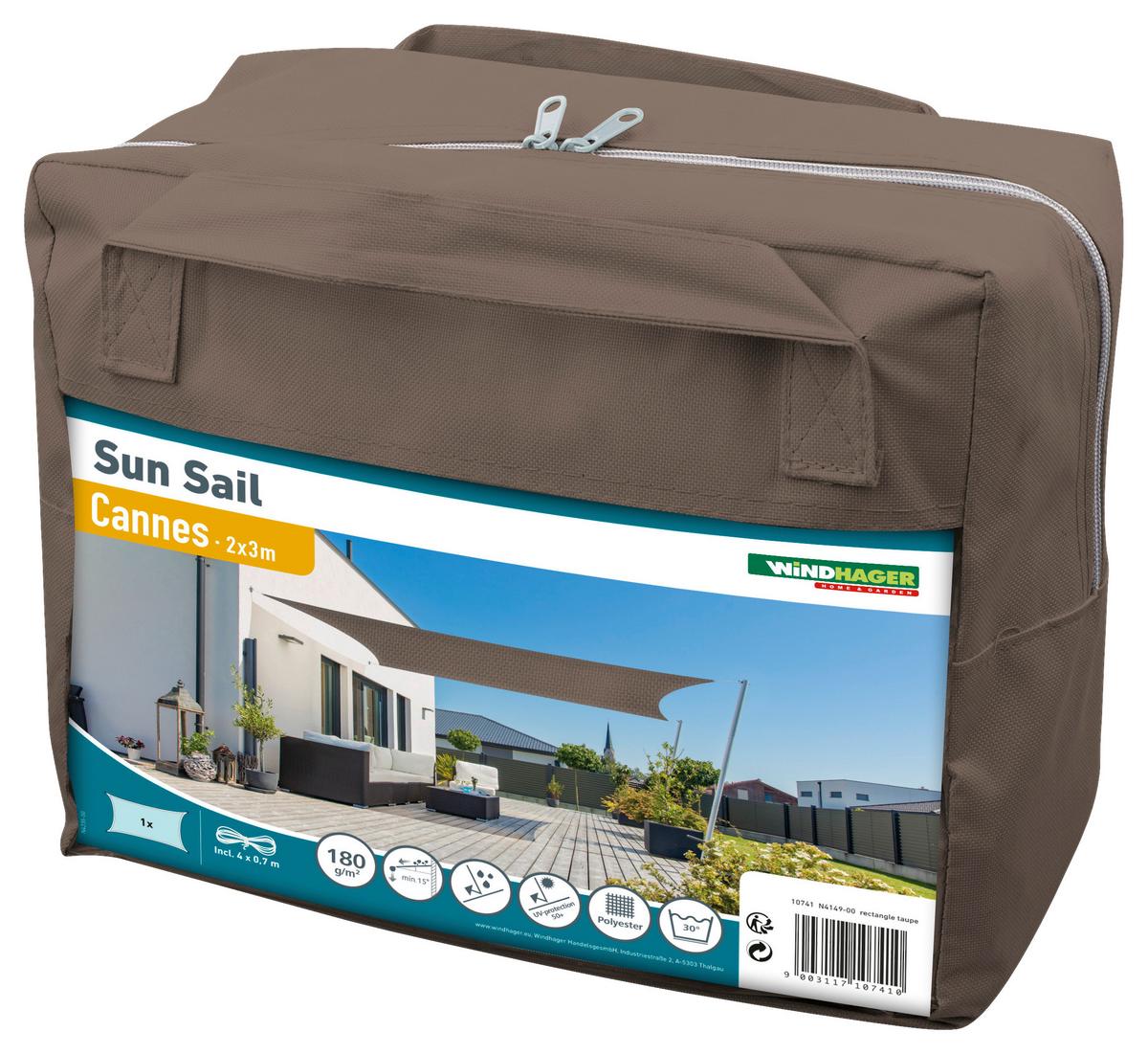 Sonnensegel Rechteck 2x3 M - Taupe, Basics (200/300cm)